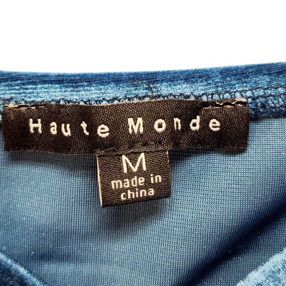 Blue Velvet Bodysuit With Adjustable Straps & Snap Closure - Size M Haute Monde - Picture 3 of 13